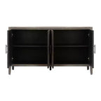 60 Modern Farmhouse Sideboard Buffet, 4-Door Geometric Patterned Accent Storage Cabinet with Adjustable Shelves - Panipeachy