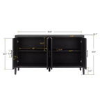 60 Modern Farmhouse Sideboard Buffet, 4-Door Geometric Patterned Accent Storage Cabinet with Adjustable Shelves - Panipeachy