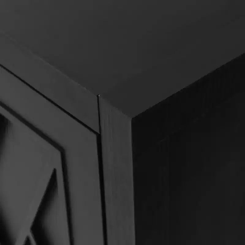 60 Modern Farmhouse Sideboard Buffet, 4-Door Geometric Patterned Accent Storage Cabinet with Adjustable Shelves - Panipeachy