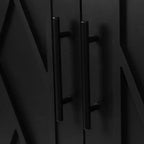 60 Modern Farmhouse Sideboard Buffet, 4-Door Geometric Patterned Accent Storage Cabinet with Adjustable Shelves - Panipeachy