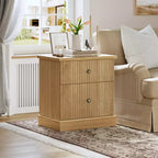 Fluted Nightstand with Drawers, Mid Century Modern Bedside Table for Living Room, Nightstand with Storage