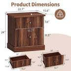 Fluted Nightstand with Drawers, Mid Century Modern Bedside Table for Living Room, Nightstand with Storage