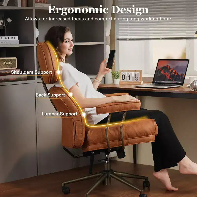 HOMLUX High Back Executive Office Chair Recline Function Ergonomic Desk Chair with Comfy Lumbar & Neck Support