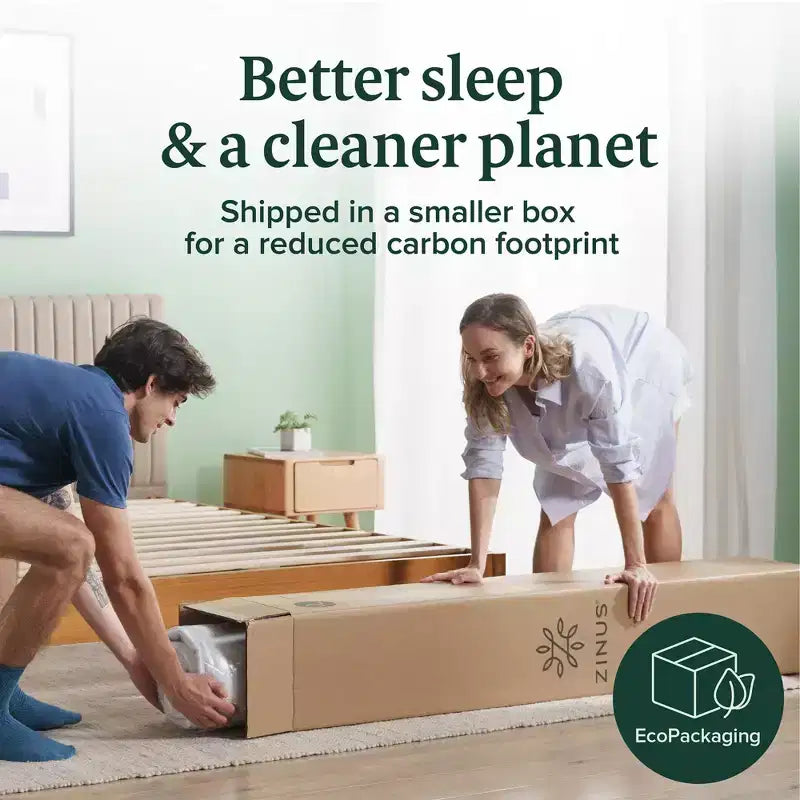 Zinus 6 Inch Queen Green Tea Memory Foam Mattress, Fiberglass Free, Medium Firm Feel, Zoned Pressure Relief, Certified Safe Foams & Fabric