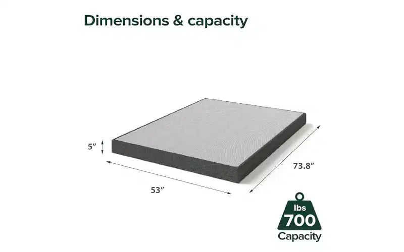 Zinus 5 Inch Full WonderBox(TM) Smart Box Spring, Quick Assembly Mattress Foundation, Durable Metal Frame, Grey