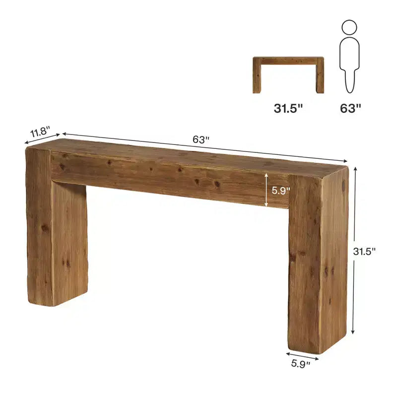 MAYEERTY 63-Inch Wood Console Table, Farmhouse Entryway Sofa Table