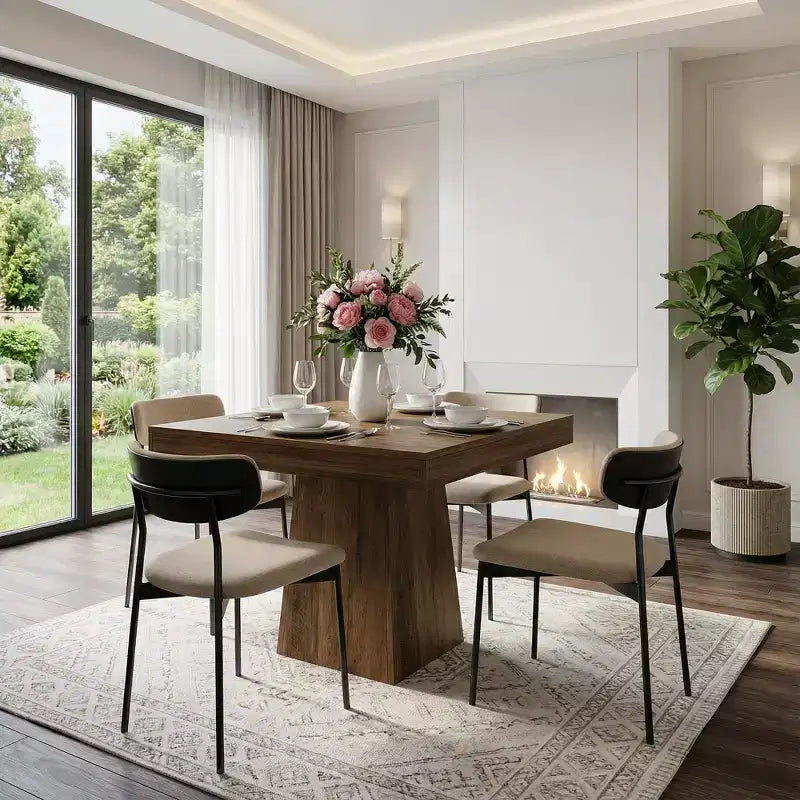 MAYEERTY 31.5 Square Farmhouse Dining Table, Small Kitchen Dinner Table