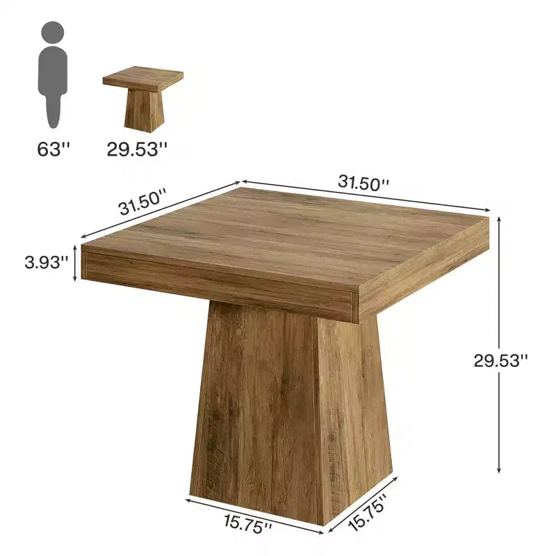 MAYEERTY 31.5 Square Farmhouse Dining Table, Small Kitchen Dinner Table