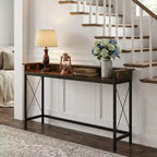 MAYEERTY 70.9-Inch Industrial Console Table, Entryway Sofa Table with Outlets and USB Ports