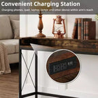MAYEERTY 70.9-Inch Industrial Console Table, Entryway Sofa Table with Outlets and USB Ports