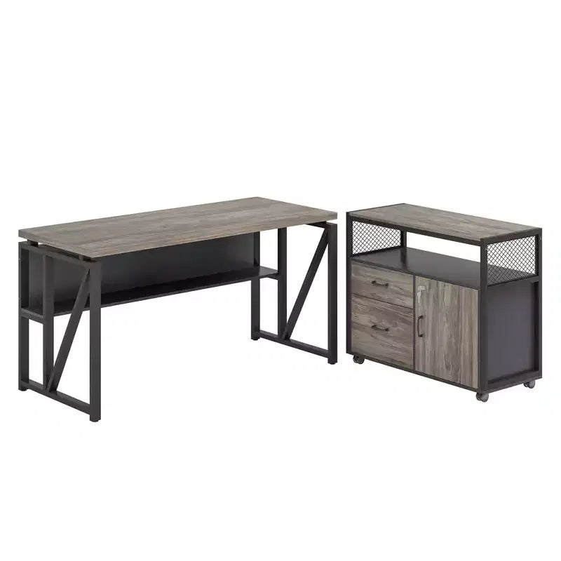 MAYEERTY 55 Computer Writing Desk, Office Table with Bottom Storage Shelf