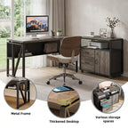 MAYEERTY 55 Computer Writing Desk, Office Table with Bottom Storage Shelf