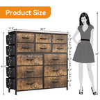 Dresser for Bedroom with 12 Drawer, Dressers & Chests of Drawers for Hallway, Entryway, Storage Organizer Unit with Fabric, Sturdy Metal Frame