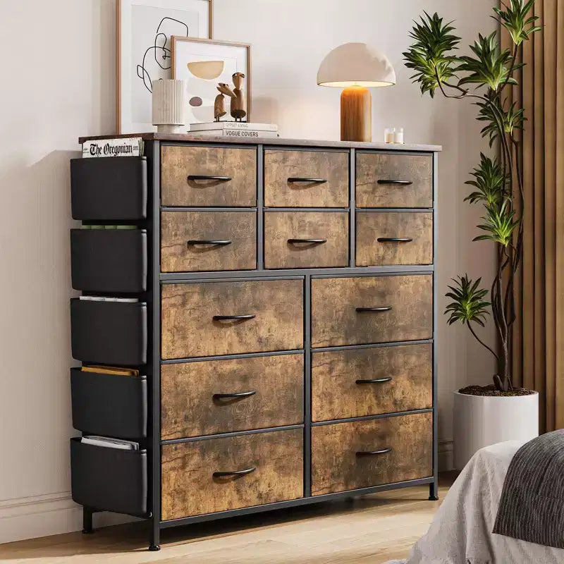 Dresser for Bedroom with 12 Drawer, Dressers & Chests of Drawers for Hallway, Entryway, Storage Organizer Unit with Fabric, Sturdy Metal Frame