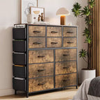 Dresser for Bedroom with 12 Drawer, Dressers & Chests of Drawers for Hallway, Entryway, Storage Organizer Unit with Fabric, Sturdy Metal Frame