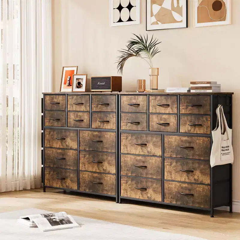 Dresser for Bedroom with 12 Drawer, Dressers & Chests of Drawers for Hallway, Entryway, Storage Organizer Unit with Fabric, Sturdy Metal Frame