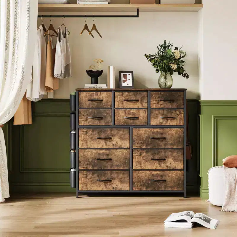 Dresser for Bedroom with 12 Drawer, Dressers & Chests of Drawers for Hallway, Entryway, Storage Organizer Unit with Fabric, Sturdy Metal Frame