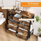 Dresser for Bedroom with 12 Drawer, Dressers & Chests of Drawers for Hallway, Entryway, Storage Organizer Unit with Fabric, Sturdy Metal Frame