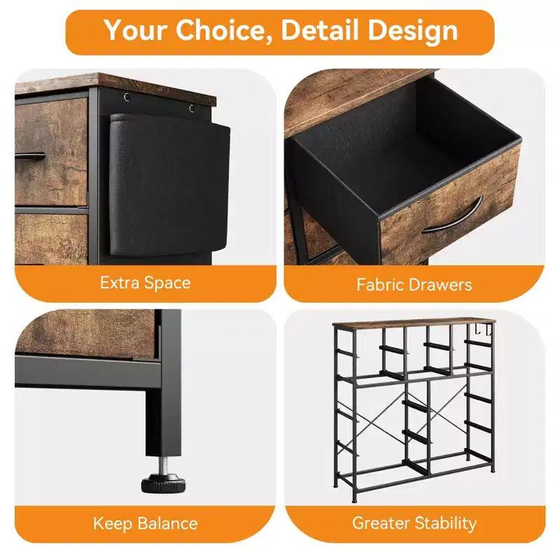 Dresser for Bedroom with 12 Drawer, Dressers & Chests of Drawers for Hallway, Entryway, Storage Organizer Unit with Fabric, Sturdy Metal Frame