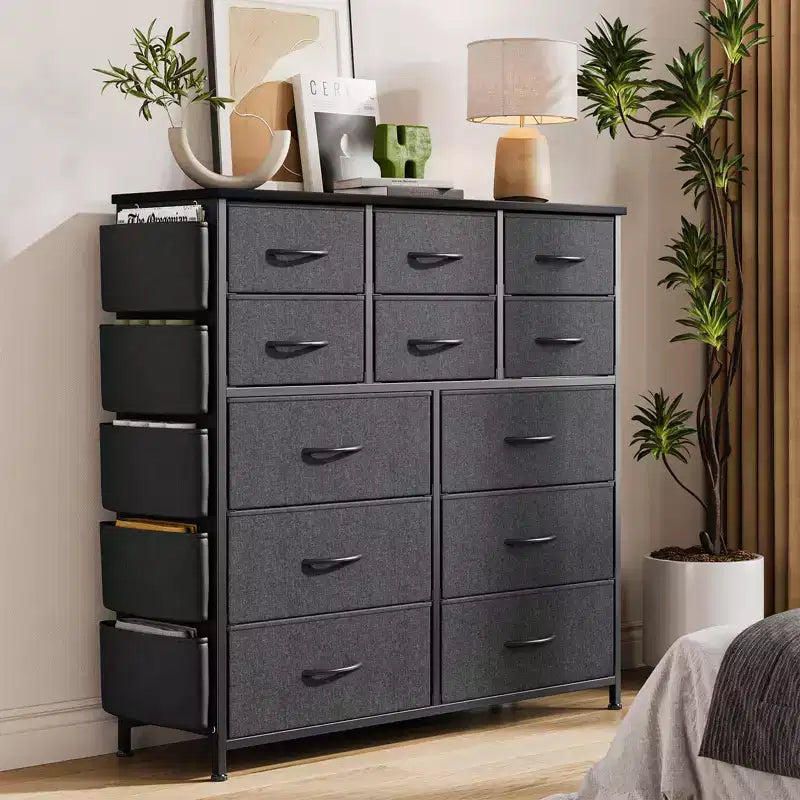 Dresser for Bedroom with 12 Drawer, Dressers & Chests of Drawers for Hallway, Entryway, Storage Organizer Unit with Fabric, Sturdy Metal Frame