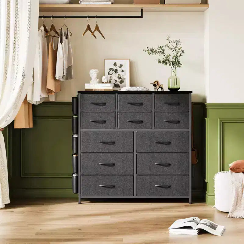 Dresser for Bedroom with 12 Drawer, Dressers & Chests of Drawers for Hallway, Entryway, Storage Organizer Unit with Fabric, Sturdy Metal Frame