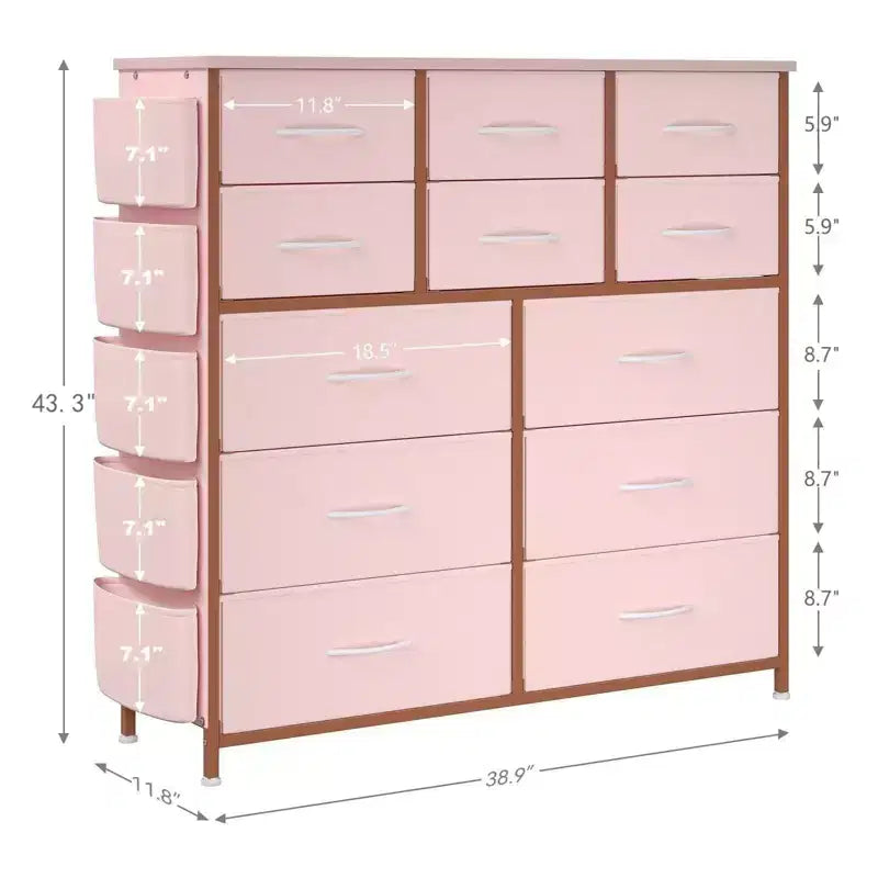Dresser for Bedroom with 12 Drawer, Dressers & Chests of Drawers for Hallway, Entryway, Storage Organizer Unit with Fabric, Sturdy Metal Frame