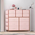 Dresser for Bedroom with 12 Drawer, Dressers & Chests of Drawers for Hallway, Entryway, Storage Organizer Unit with Fabric, Sturdy Metal Frame