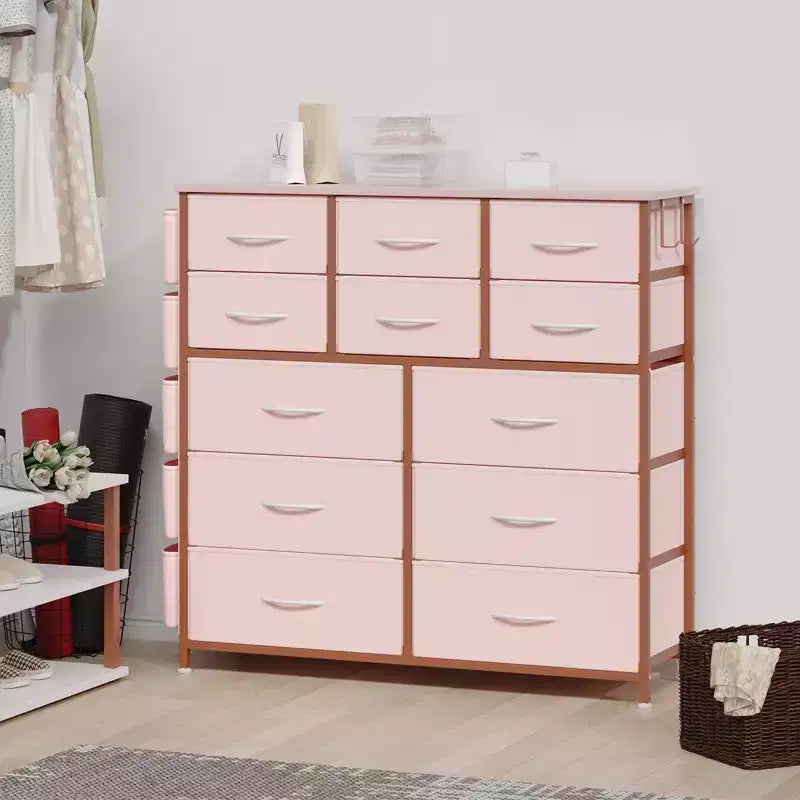 Dresser for Bedroom with 12 Drawer, Dressers & Chests of Drawers for Hallway, Entryway, Storage Organizer Unit with Fabric, Sturdy Metal Frame