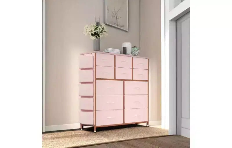 Dresser for Bedroom with 12 Drawer, Dressers & Chests of Drawers for Hallway, Entryway, Storage Organizer Unit with Fabric, Sturdy Metal Frame