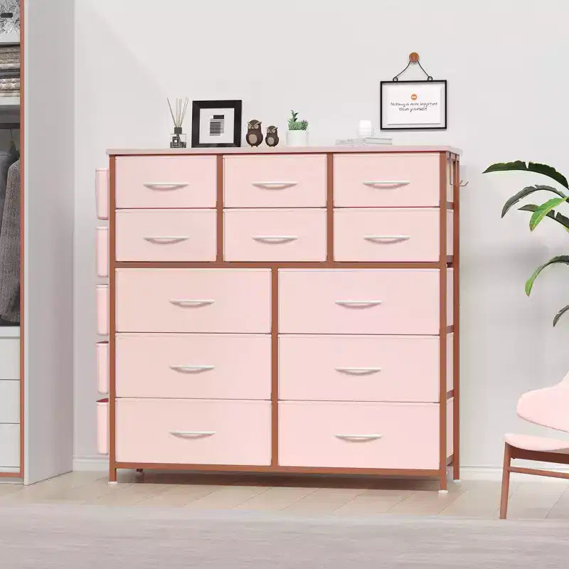 Dresser for Bedroom with 12 Drawer, Dressers & Chests of Drawers for Hallway, Entryway, Storage Organizer Unit with Fabric, Sturdy Metal Frame