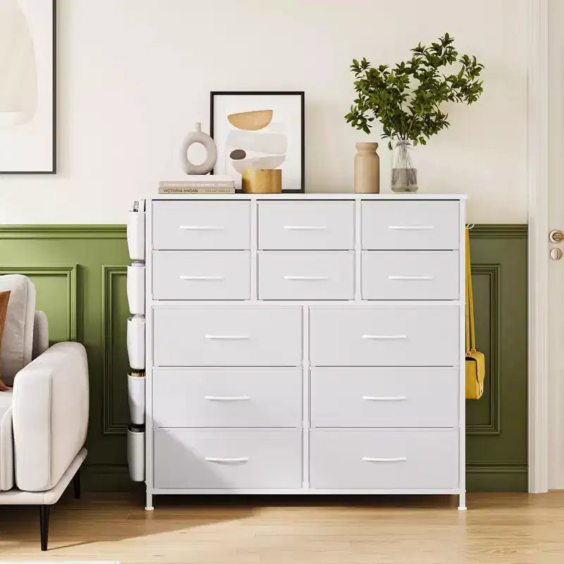 Dresser for Bedroom with 12 Drawer, Dressers & Chests of Drawers for Hallway, Entryway, Storage Organizer Unit with Fabric, Sturdy Metal Frame