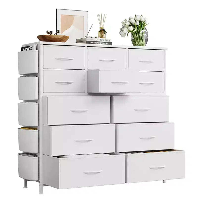 Dresser for Bedroom with 12 Drawer, Dressers & Chests of Drawers for Hallway, Entryway, Storage Organizer Unit with Fabric, Sturdy Metal Frame