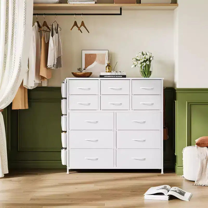 Dresser for Bedroom with 12 Drawer, Dressers & Chests of Drawers for Hallway, Entryway, Storage Organizer Unit with Fabric, Sturdy Metal Frame