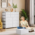 Dresser for Bedroom with 12 Drawer, Dressers & Chests of Drawers for Hallway, Entryway, Storage Organizer Unit with Fabric, Sturdy Metal Frame