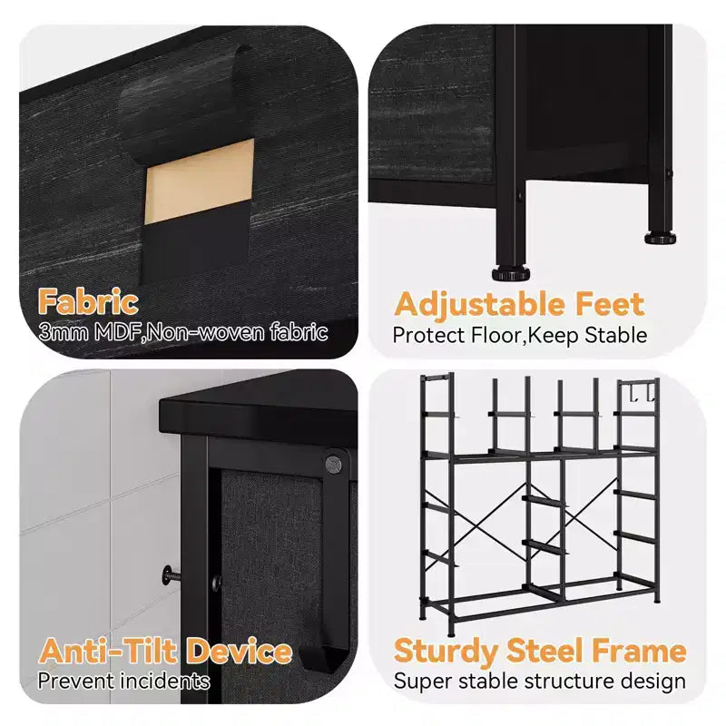 Dresser for Bedroom with 12 Drawer, Dressers & Chests of Drawers for Hallway, Entryway, Storage Organizer Unit with Fabric, Sturdy Metal Frame