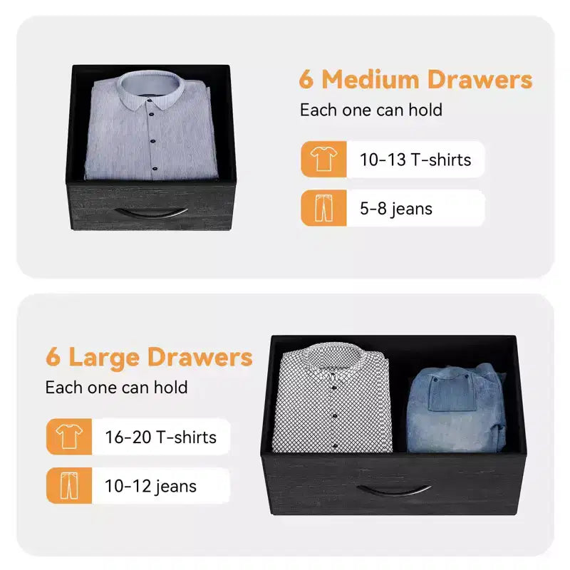 Dresser for Bedroom with 12 Drawer, Dressers & Chests of Drawers for Hallway, Entryway, Storage Organizer Unit with Fabric, Sturdy Metal Frame