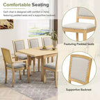 9 Pieces Extendable Dining Table Set for 6, Rectangular Kitchen Dining Table with Removable Leaf and 6 Armless Chairs and 2 Arm Chairs