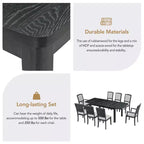 9 Pieces Extendable Dining Table Set for 6, Rectangular Kitchen Dining Table with Removable Leaf and 6 Armless Chairs and 2 Arm Chairs