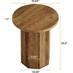 Lantine Round End Table, Farmhouse Pedestal Side Table, Fluted Wooden Nightstand Drink Stand for Living Room, Bedroom (1)