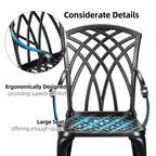 COZONY 3Piece Patio Bistro Set, Cast Aluminum Table & Chairs with Umbrella Hole, RustResistant for Garden Balcony Backyard