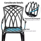COZONY 3Piece Patio Bistro Set, Cast Aluminum Table & Chairs with Umbrella Hole, RustResistant for Garden Balcony Backyard