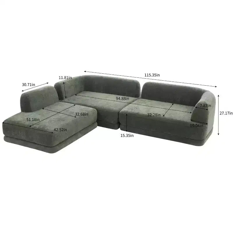Christopher Knight Home Doyoung Modern 115 3-Piece L-Shaped Sectional Sofa