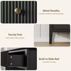 Fluted 3 Drawer Dresser, with Vertical Texture Wood Dresser for Bedroom, Living Room, Entryway,Nightstand with Storage Drawers