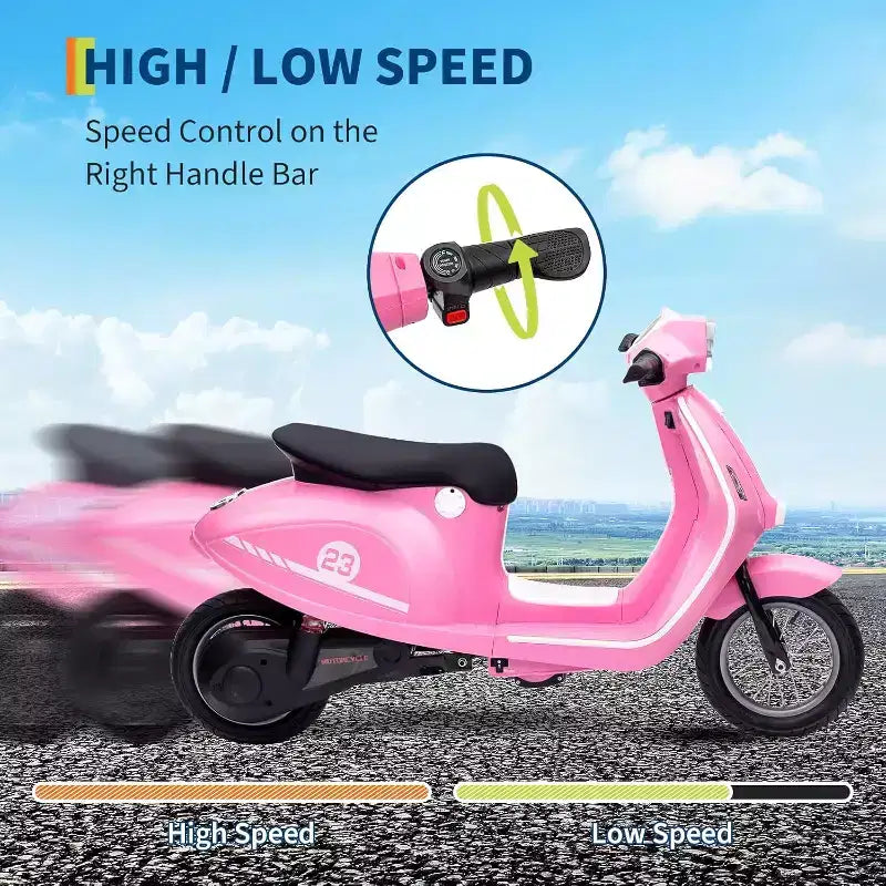 Acekool 24V Kids Electric Moped Scooter, 2 Wheel Ride On Motorcycle with Seat, 350W Drive up to 14 MPH for Ages 814