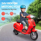 Acekool 24V Kids Electric Moped Scooter, 2 Wheel Ride On Motorcycle with Seat, 350W Drive up to 14 MPH for Ages 814