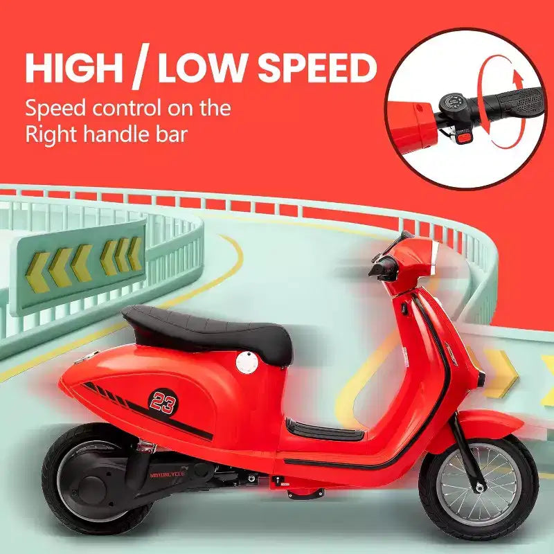 Acekool 24V Kids Electric Moped Scooter, 2 Wheel Ride On Motorcycle with Seat, 350W Drive up to 14 MPH for Ages 814