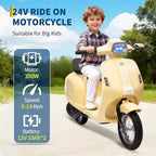 Acekool 24V Kids Electric Moped Scooter, 2 Wheel Ride On Motorcycle with Seat, 350W Drive up to 14 MPH for Ages 814