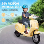 Acekool 24V Kids Electric Moped Scooter, 2 Wheel Ride On Motorcycle with Seat, 350W Drive up to 14 MPH for Ages 814