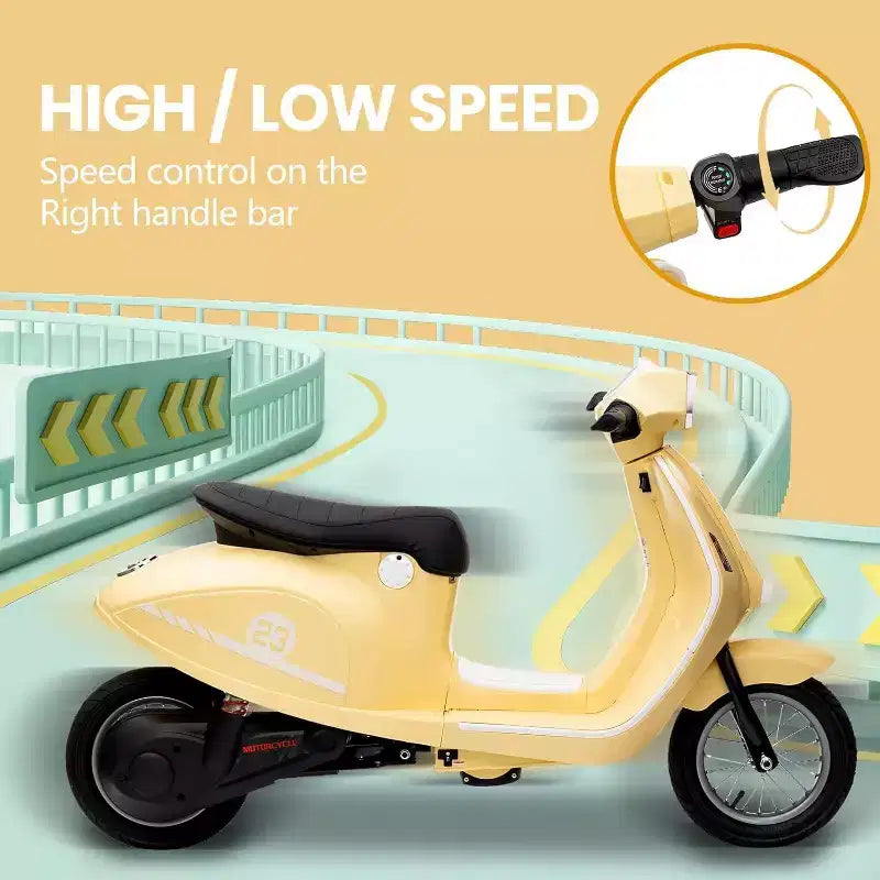 Acekool 24V Kids Electric Moped Scooter, 2 Wheel Ride On Motorcycle with Seat, 350W Drive up to 14 MPH for Ages 814