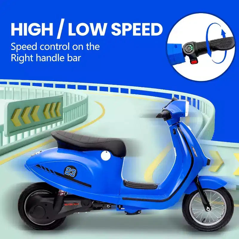 Acekool 24V Kids Electric Moped Scooter, 2 Wheel Ride On Motorcycle with Seat, 350W Drive up to 14 MPH for Ages 814